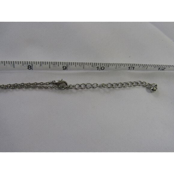 VTG Necklace Art Deco Rhinestone Bead Silver Tone 18" Boho Cottagecore Whimsical - Picture 5 of 5